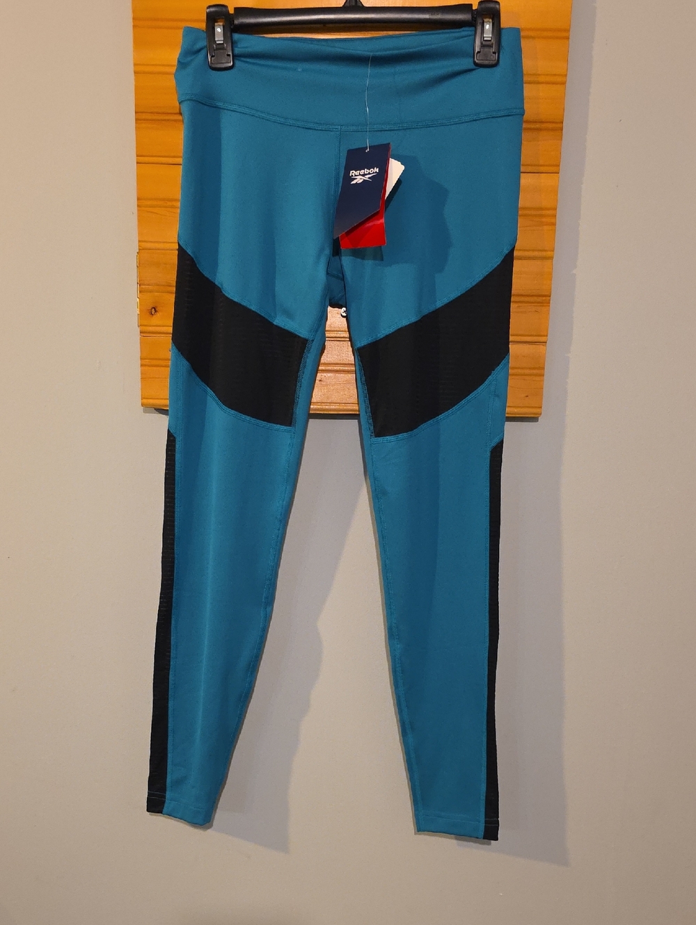 Reebok Teal and Black Colorblock Performance Leggings